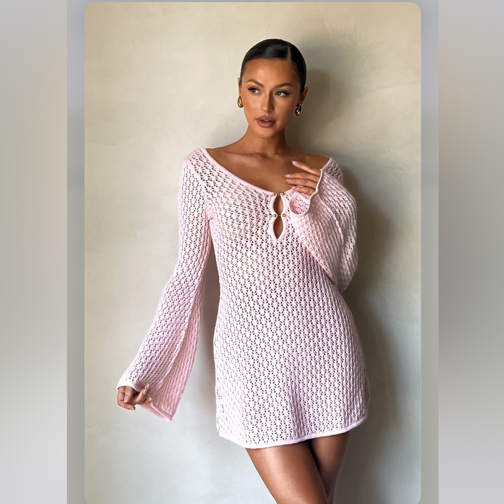 Meshki Kayleigh Crochet Knit Mini Dress | Size 3XL